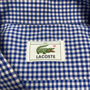 Lacoste Blue and White Vintage Short Sleeve Plaid Checked Shirt (L)