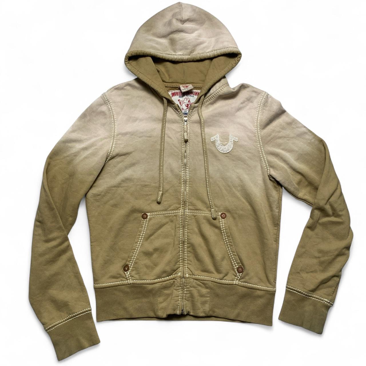 True Religion Ombre Gold and Beige Cream Blend Big Stitch Hoodie (L)