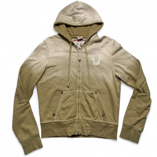 True Religion Ombre Gold and Beige Cream Blend Big Stitch Hoodie (L)