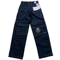 Criminal Damage Skull Embroidery Baggy Cargo Carpenter Jeans (30W)