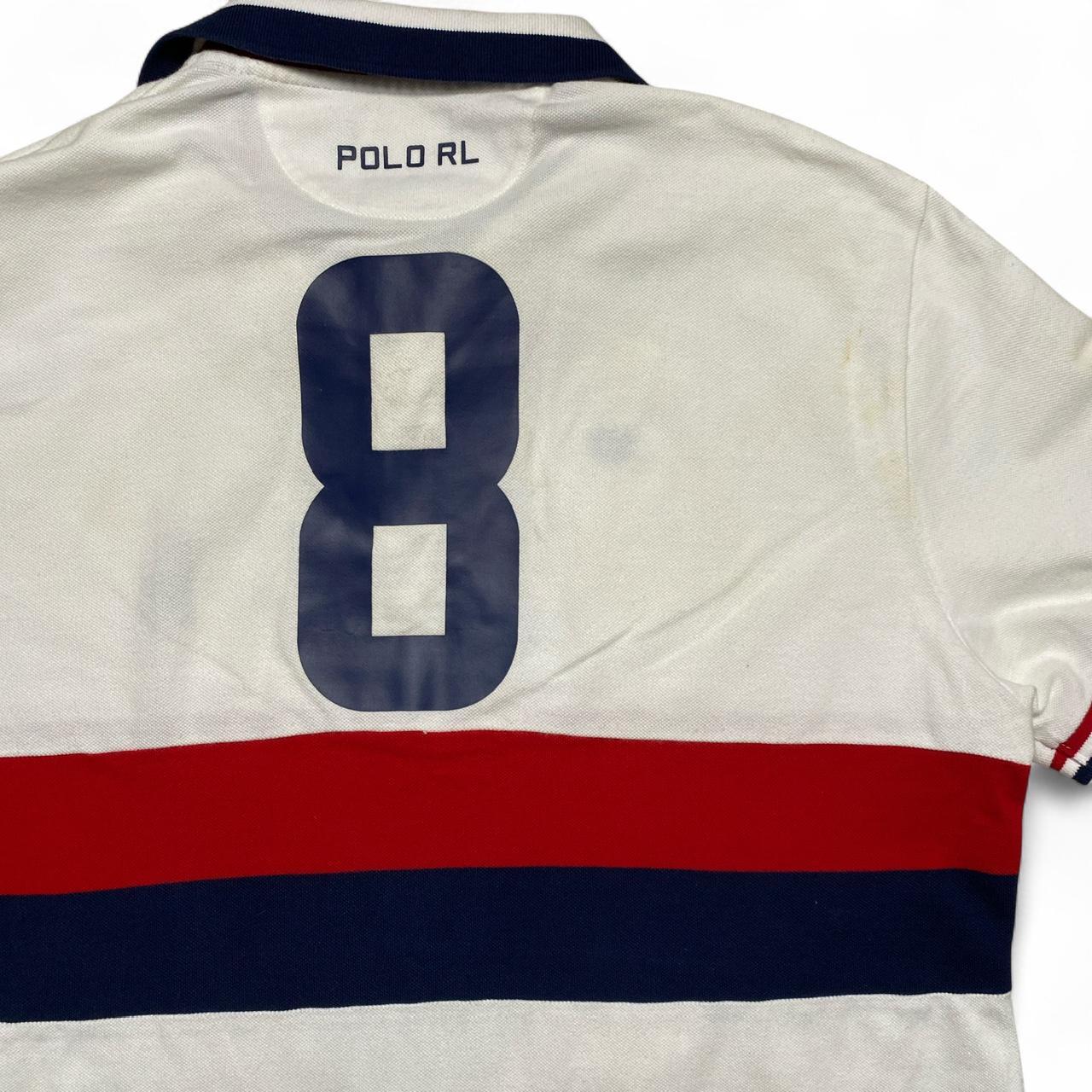 Ralph Lauren Polo England White Navy and Red Polo Shirt (XL)