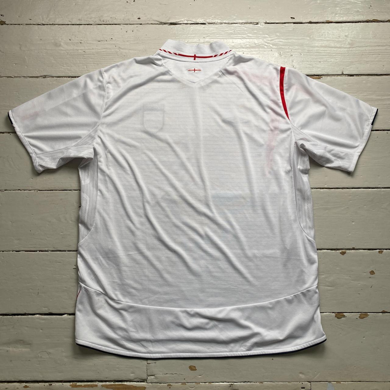 England Umbro Vintage Football Jersey White Navy and Red