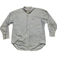 Thomas Burberry Long Sleeve Striped Checked Shirt White Blue and Yellow (L)