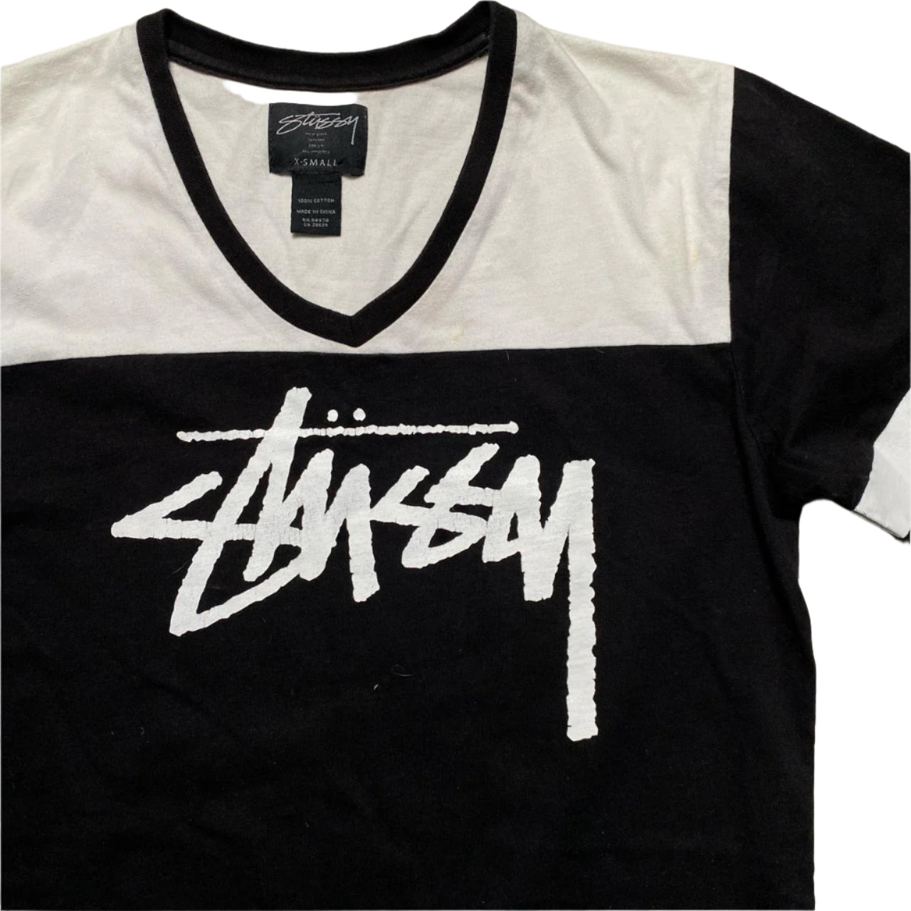Stussy Womens Long T Shirt Dress Black and White (XS)