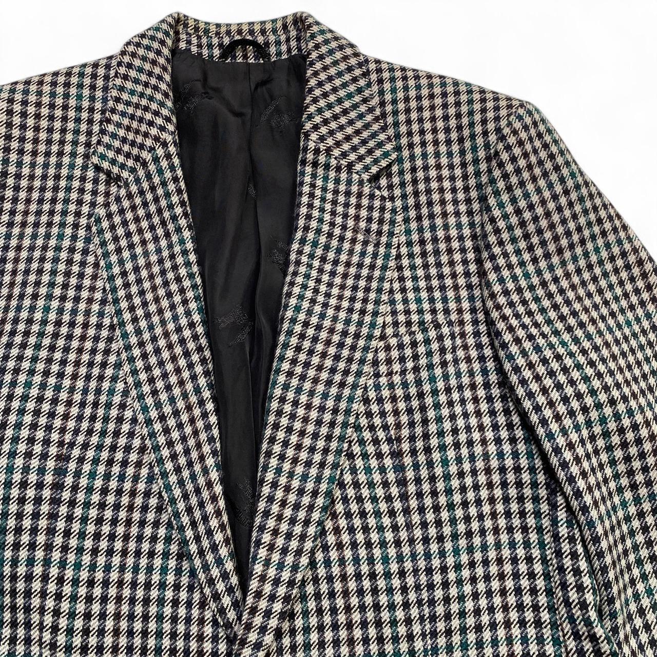 Burberry Vintage Burberrys Black White and Green Tweed Blazer Suit Jacket (L)