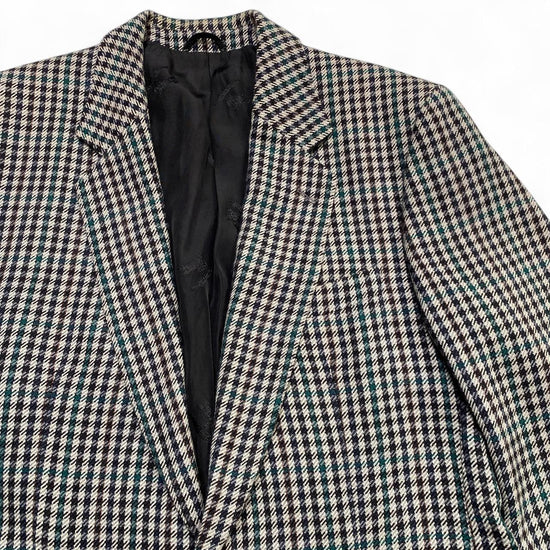 Burberry Vintage Burberrys Black White and Green Tweed Blazer Suit Jacket (L)