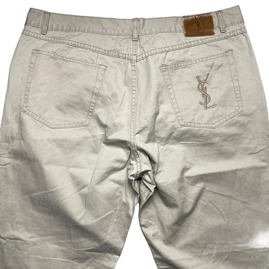 YSL Yves Saint Laurent Embroidery Vintage Cream Jean Trousers (40W)