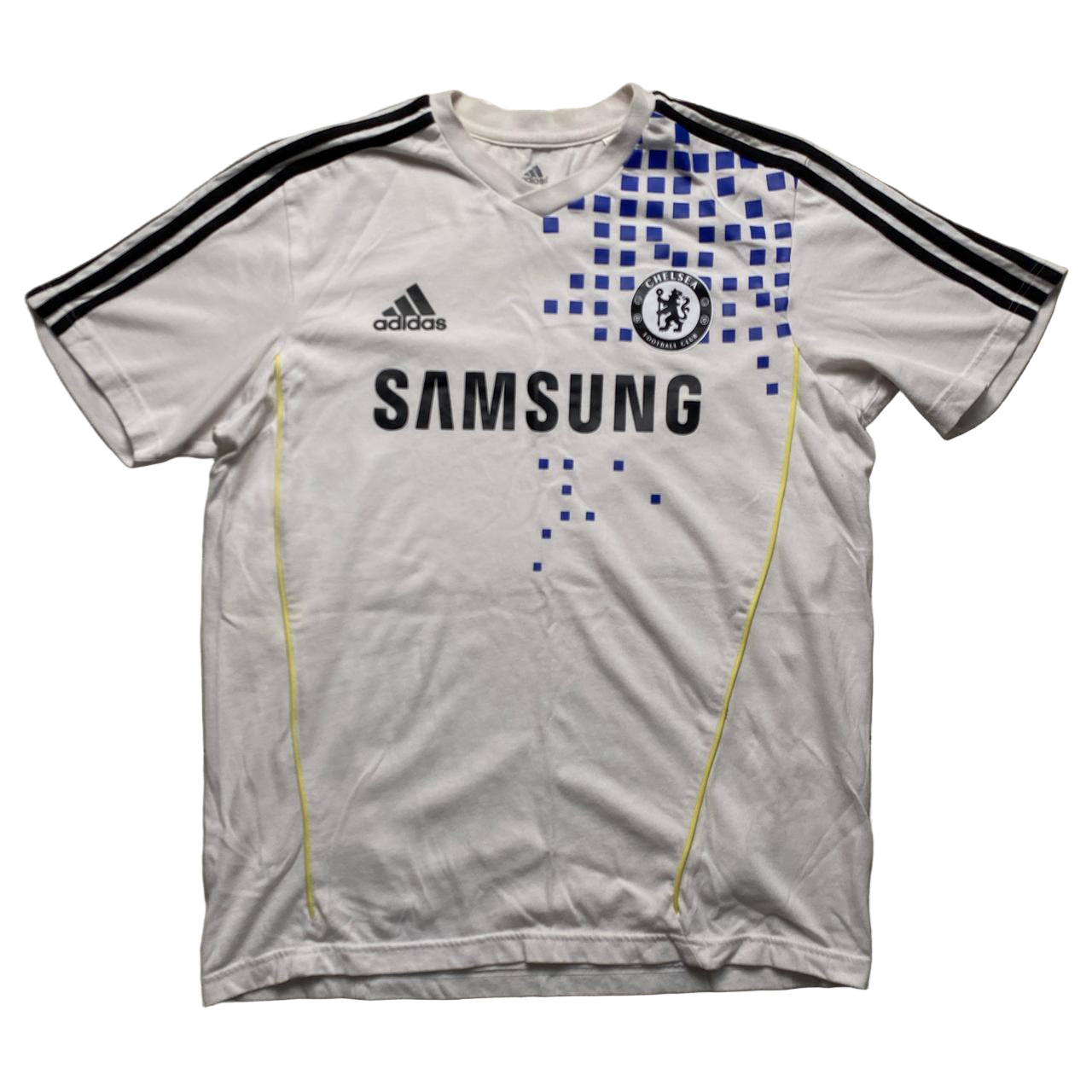 Chelsea Adidas Vintage Samsung White Black and Blue T Shirt (S)