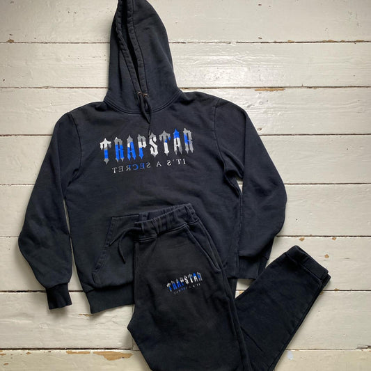 Trapstar Irongate Blue and Grey Camouflage Black Tracksuit