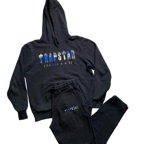 Trapstar Irongate Blue and Grey Camouflage Black Tracksuit (S)