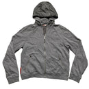 Prada Sport Red Tab Vintage Grey Hoodie Nylon Hood (XL)
