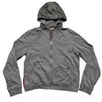 Prada Sport Red Tab Vintage Grey Hoodie Nylon Hood (XL)