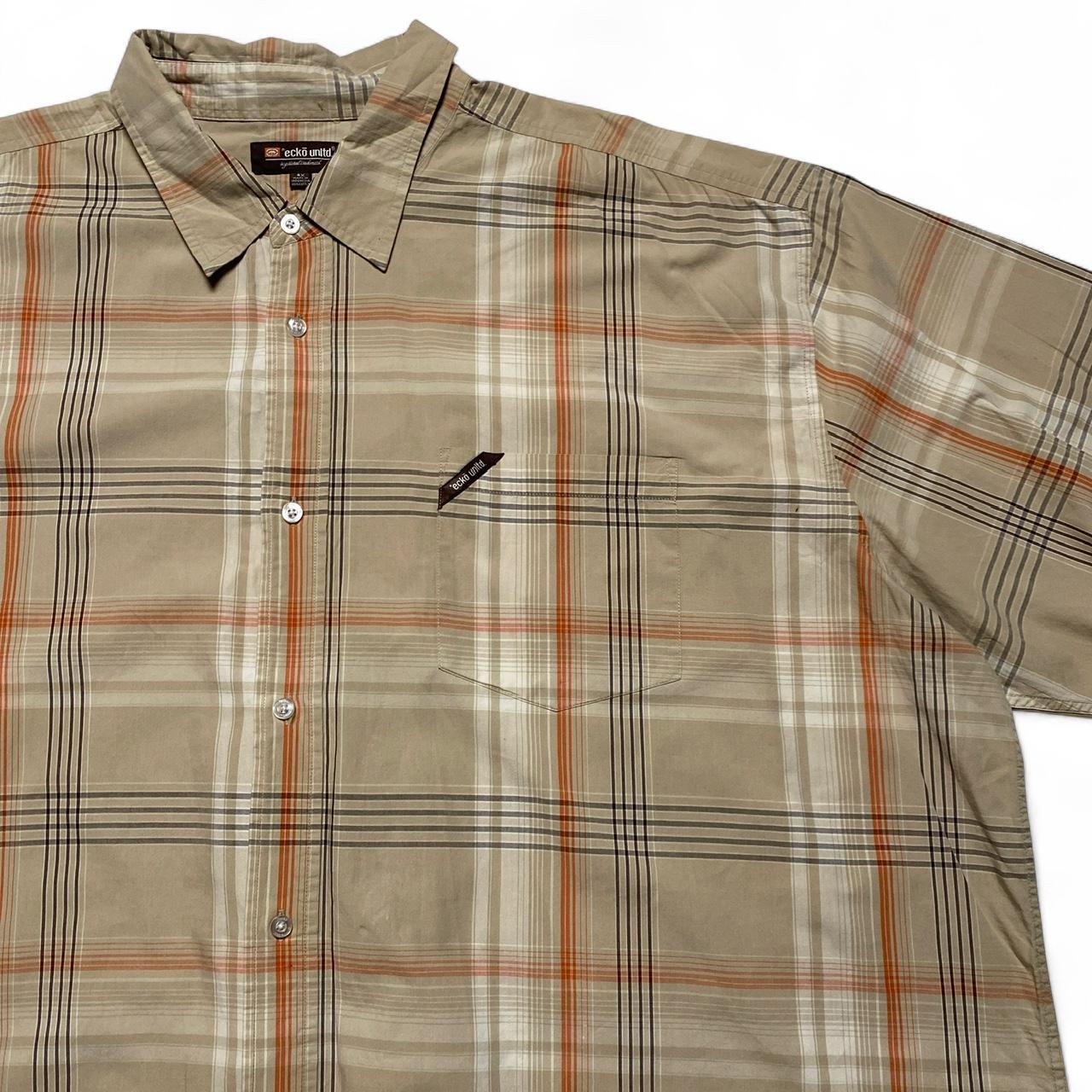 Ecko Unltd Vintage y2k Striped Checked Shirt Beige and Orange (4XL)