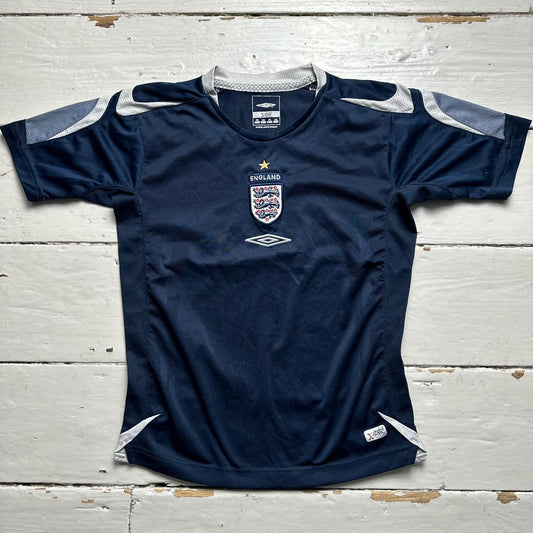 England Umbro Vintage Navy and White Kids Football Jersey