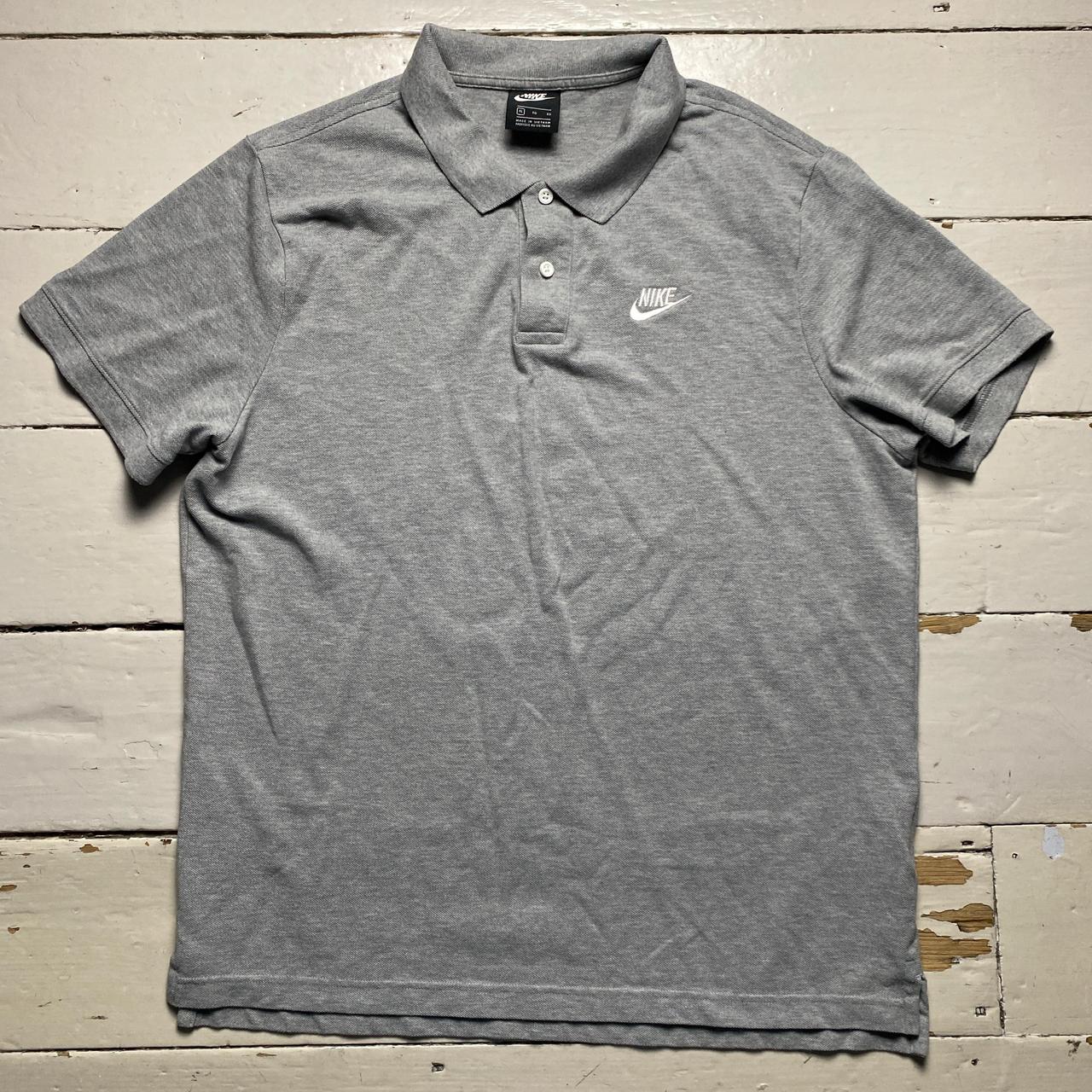 Nike Grey and White Polo Shirt