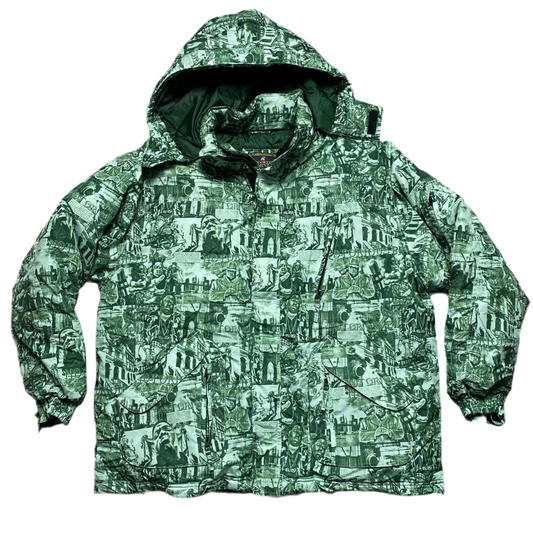 Notorious BIG Brooklyn Mint Vintage All Over Print Puffer Coat (2XL)