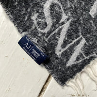 Armani Jeans Vintage Wool Scarf Two Tone Grey
