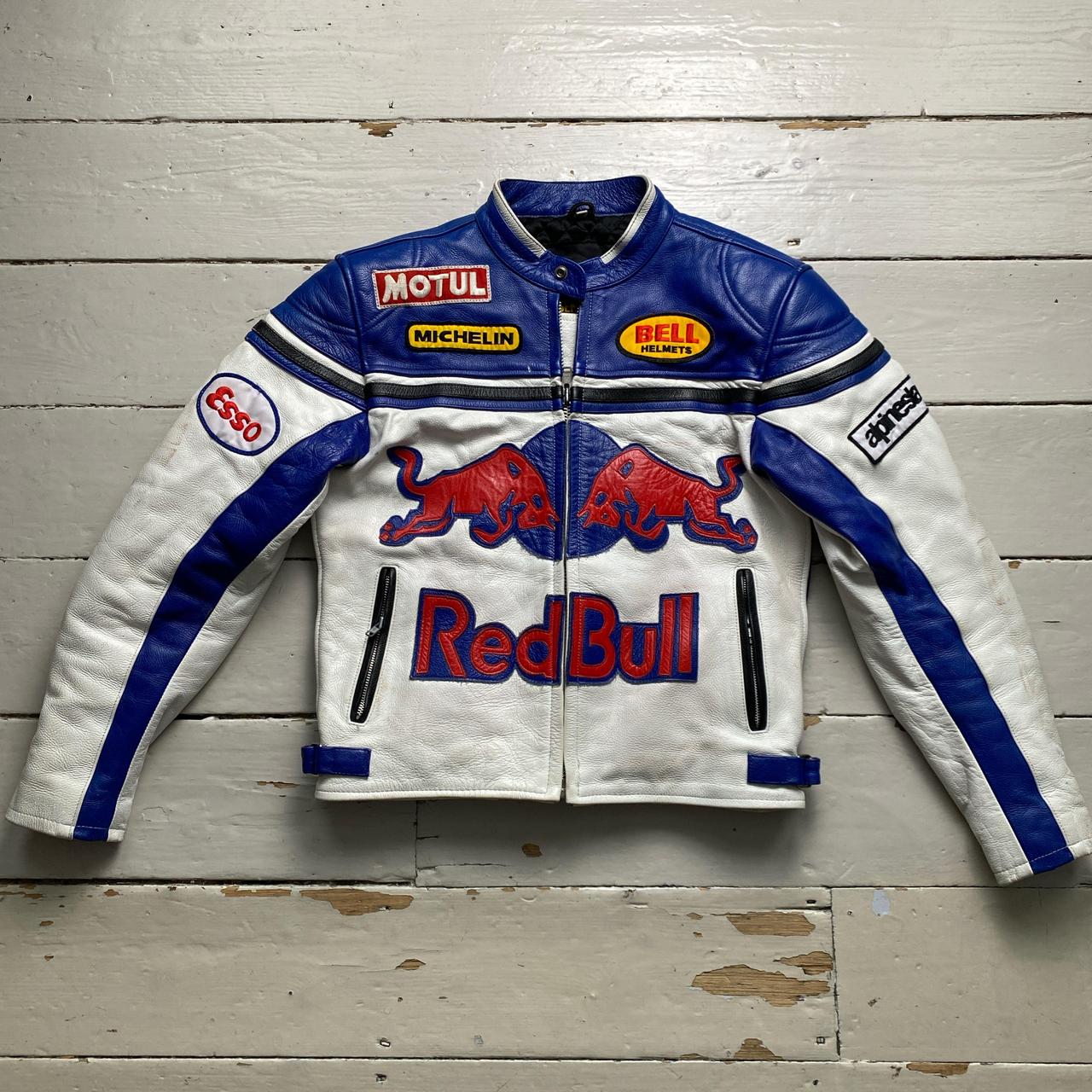 Redbull Vintage Leather Biker Motorcycle Bomber Jacket