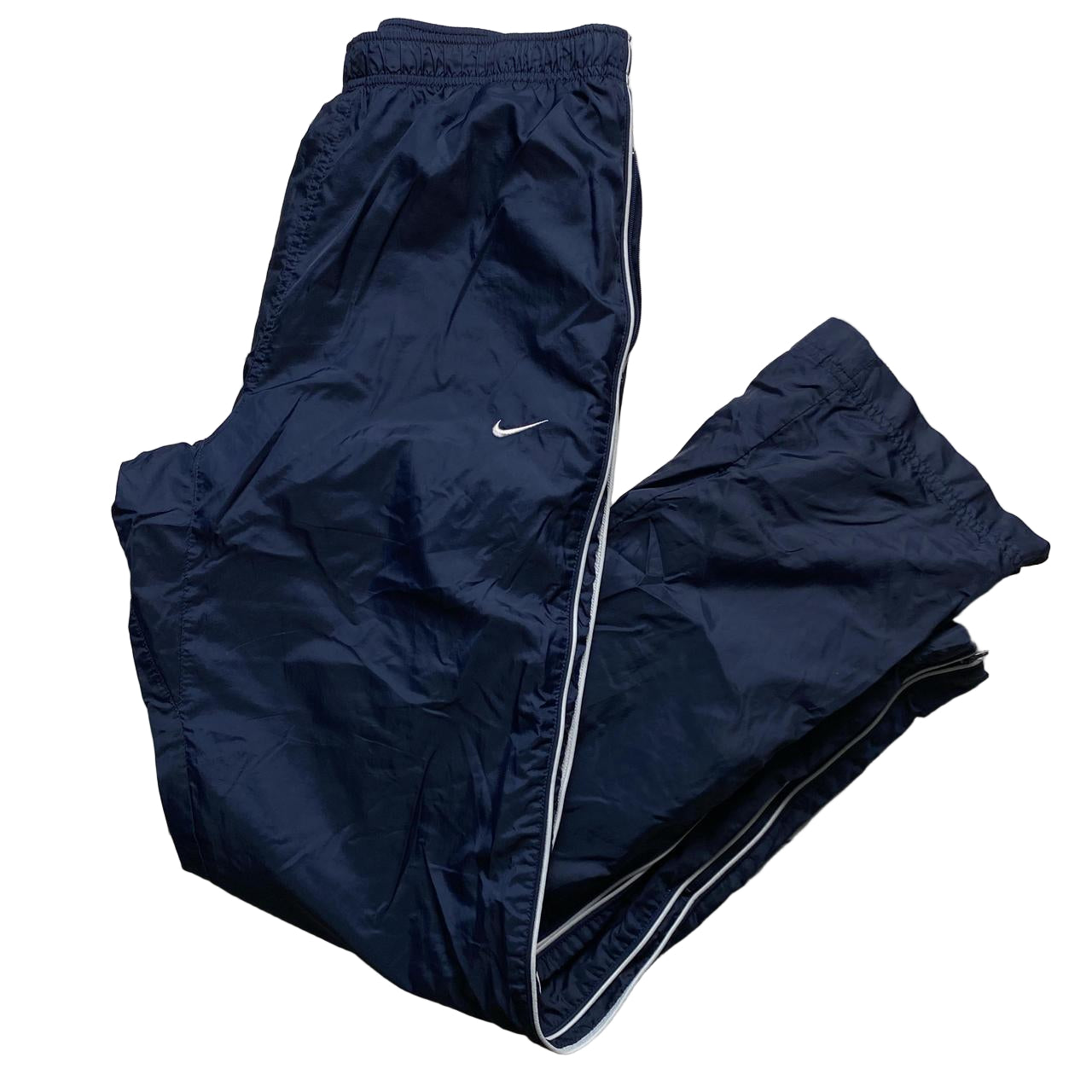 Nike Shell Baggy Trackpant Navy and White Swoosh Bottoms (M)
