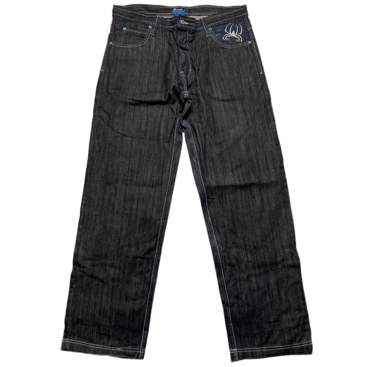 Akcess Vintage 90’s Spiderman Black White and Blue Baggy Jeans (38W)