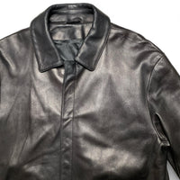 Gieves Black Long Leather Coat (XL)