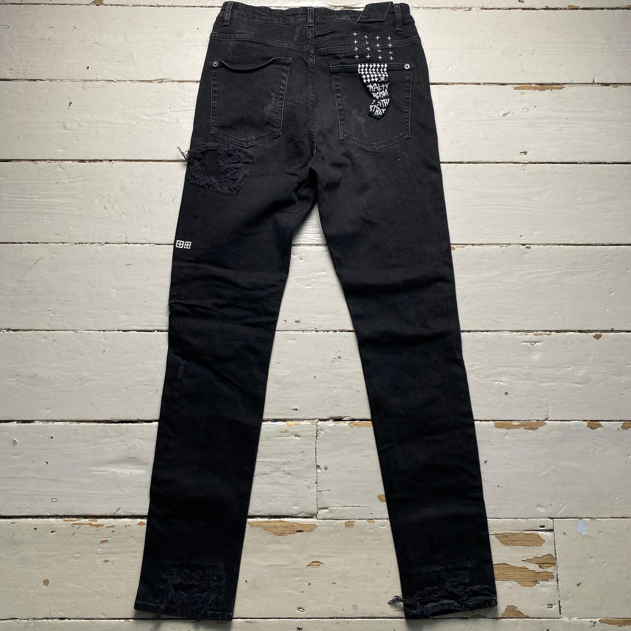 Ksubi Black and White Slim Distressed Jeans