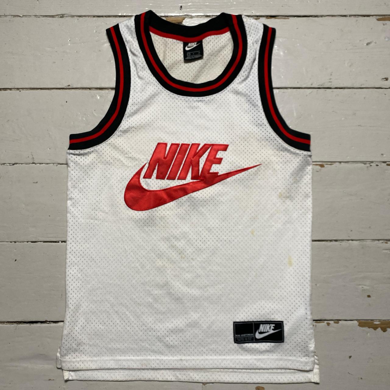 Nike White Red and Black Big Swoosh Basketball Vest