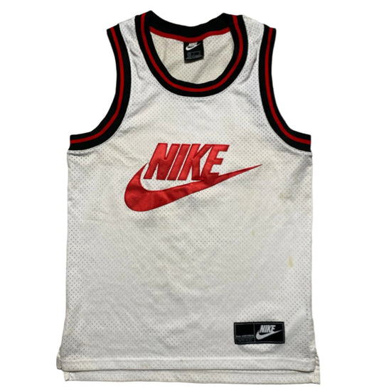 Nike White Red and Black Big Swoosh Basketball Vest (M)