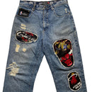 UNK Denim Vintage 90’s Basketball NBA Distressed Patch Jeans (30W)