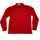 Stone Island Red and Black Square Patch Long Sleeve Polo Shirt