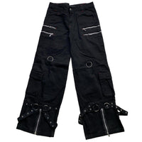 Criminal Damage Bondage Black White and Red Embroidery Baggy Jeans (30W)