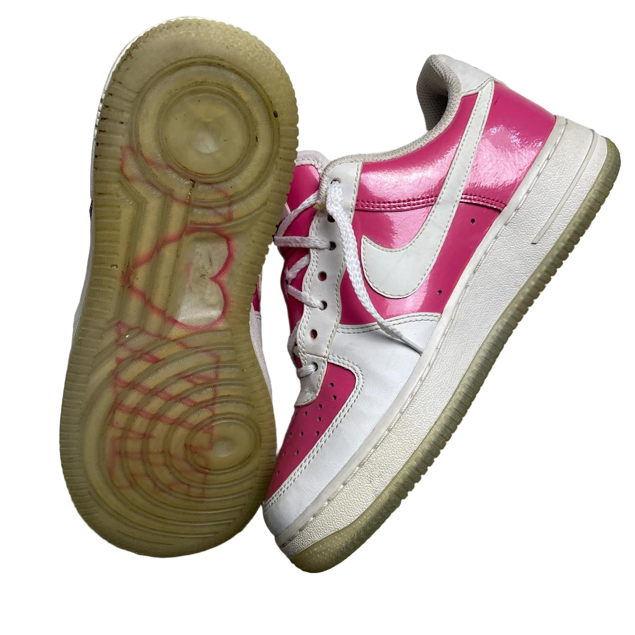 Nike Air Force 1 Valentines 2008 Pink Patent and White (UK 3.5)