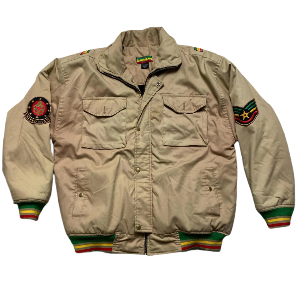 Tough Face Rasta Beige Army Style Jacket (L)