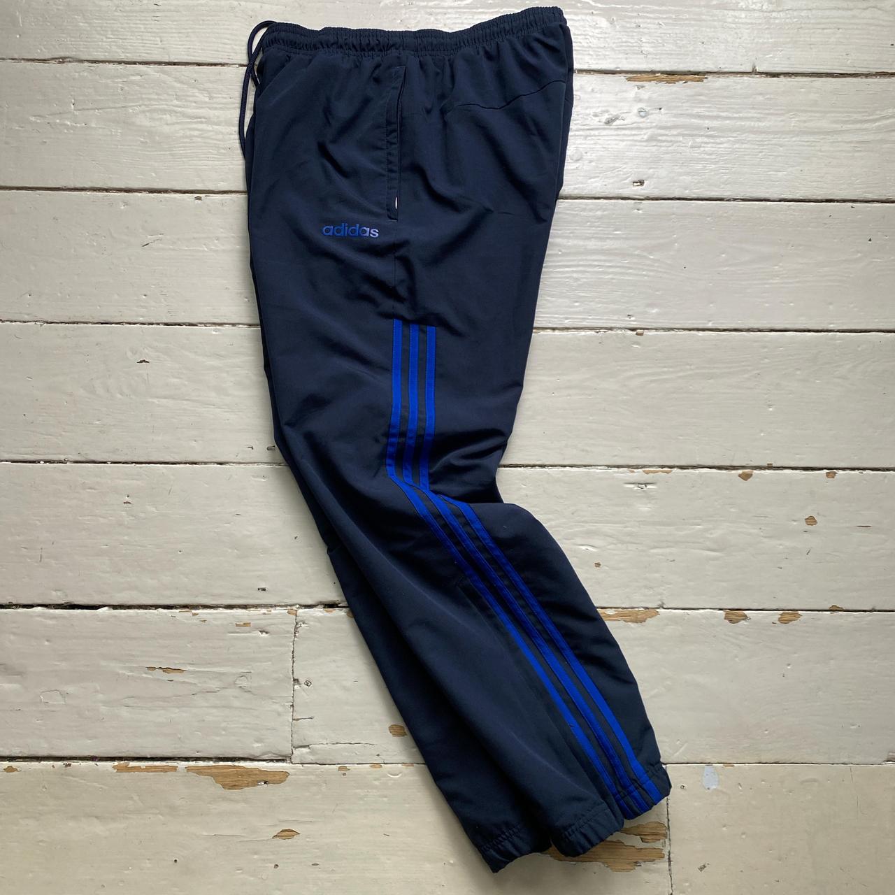 Adidas Navy and Blue Baggy Shell Trackpant Bottoms