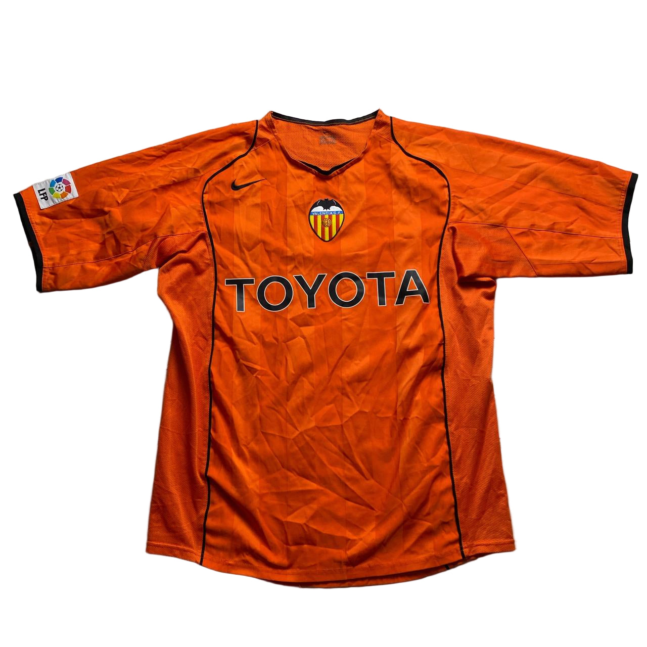 Valencia Total 90 Nike Vintage Orange and Black Football Jersey (L)