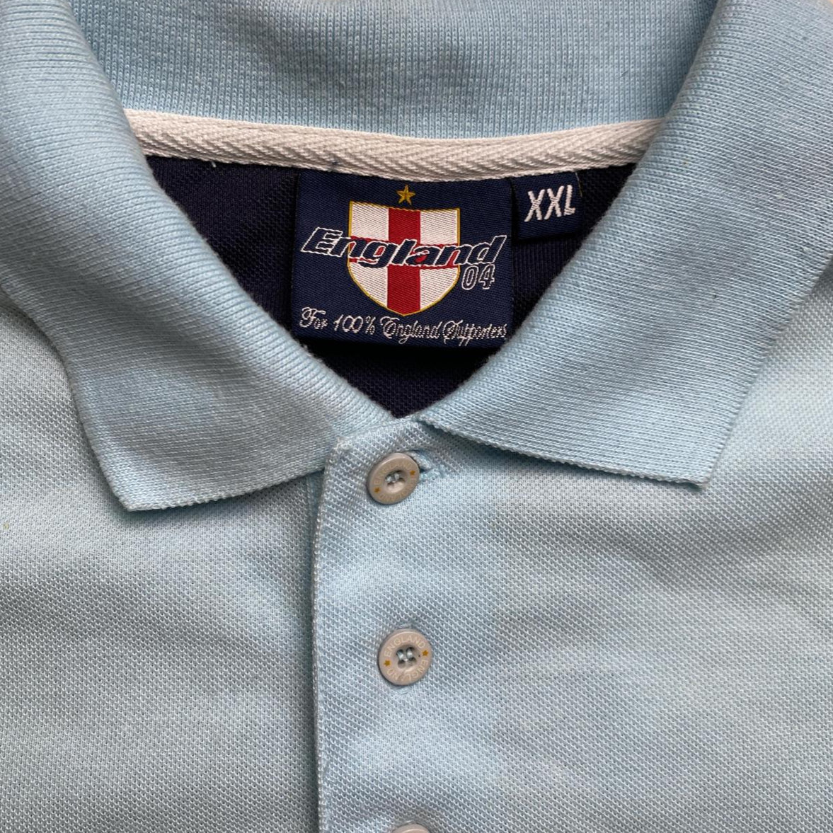 England Football Vintage Graffiti Light Blue Polo Shirt (2XL)