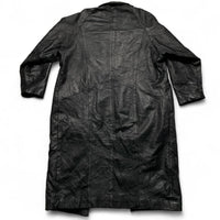 Greg Bell Black Leather Trench Coat Jacket (XL)