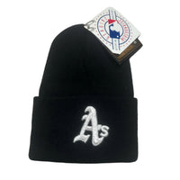 Oakland Athletics Black and White Vintage 90’s MBL Beanie Hat