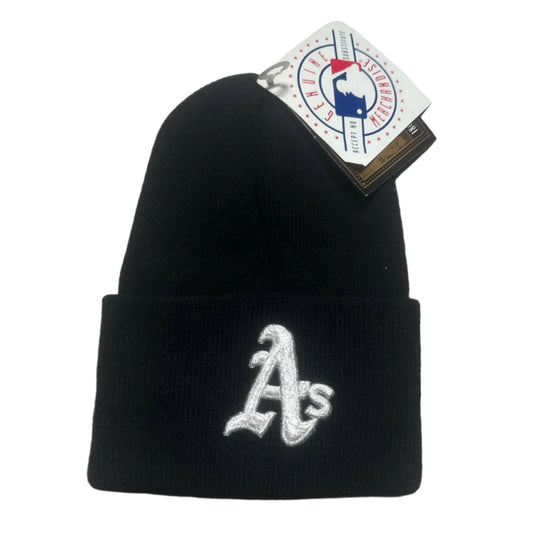 Oakland Athletics Black and White Vintage 90’s MBL Beanie Hat