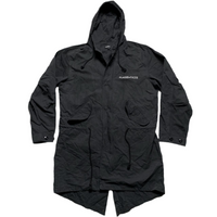 Places and Faces Black and Silver Reflective Parka Long Black Jacket (L)