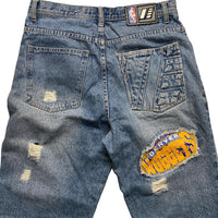 UNK Denim Vintage 90’s Basketball NBA Distressed Patch Jeans (30W)