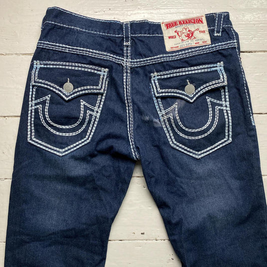 True Religion Joey Super T Big Baggy Navy and White Stitch Jeans