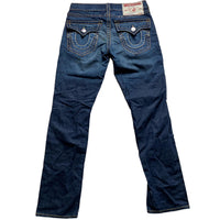 True Religion Jack Big T Navy and Gold Yellow Stitch Jeans (32W)