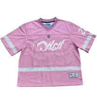 Kaizen Pink and White Womens Oversized NFL Football Jersey (L)