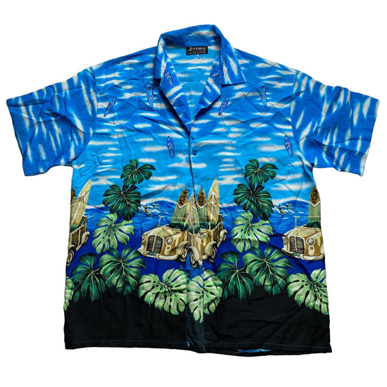 Hawaiian Floral Summer Short Sleeve Shirt (XL)