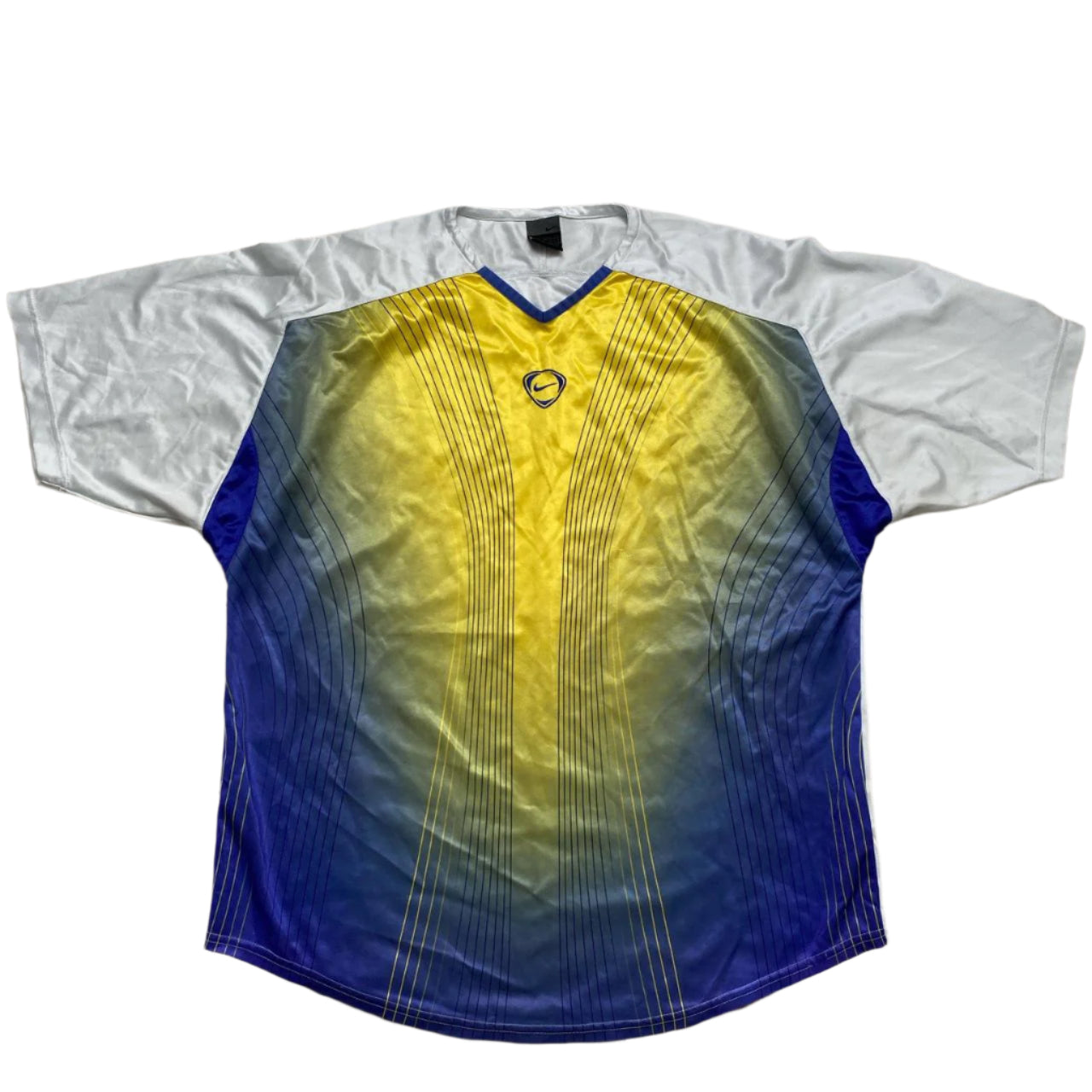 Nike Football Vintage y2k Jersey White Blue Yellow Ombre Blend (L)