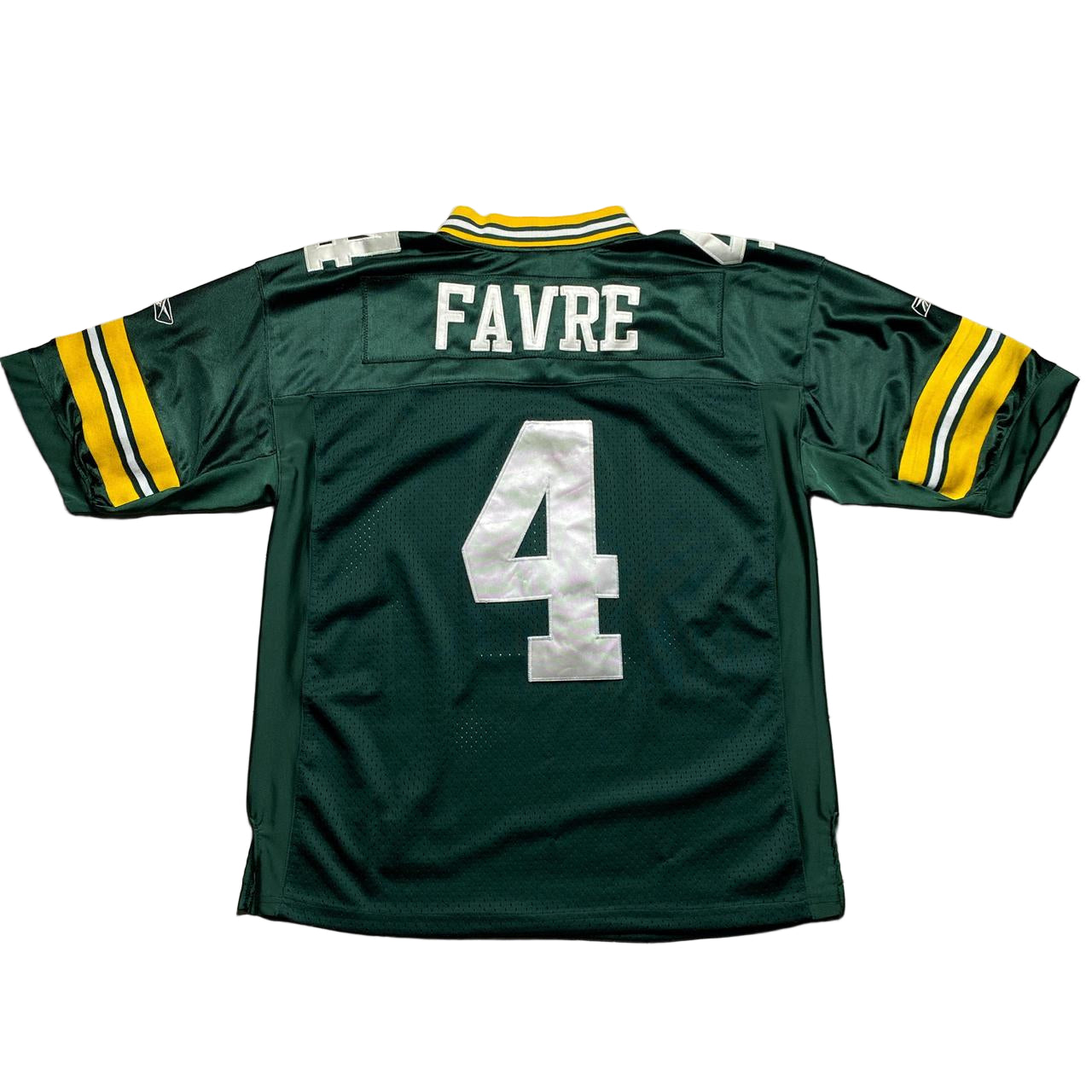 Greenbay Packers Reebok Brett Favre Lambeaufield 2007 NFL Green and Yellow Football Jersey (L)