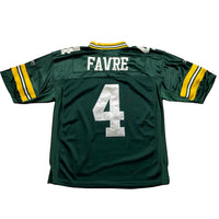 Greenbay Packers Reebok Brett Favre Lambeaufield 2007 NFL Green and Yellow Football Jersey (L)