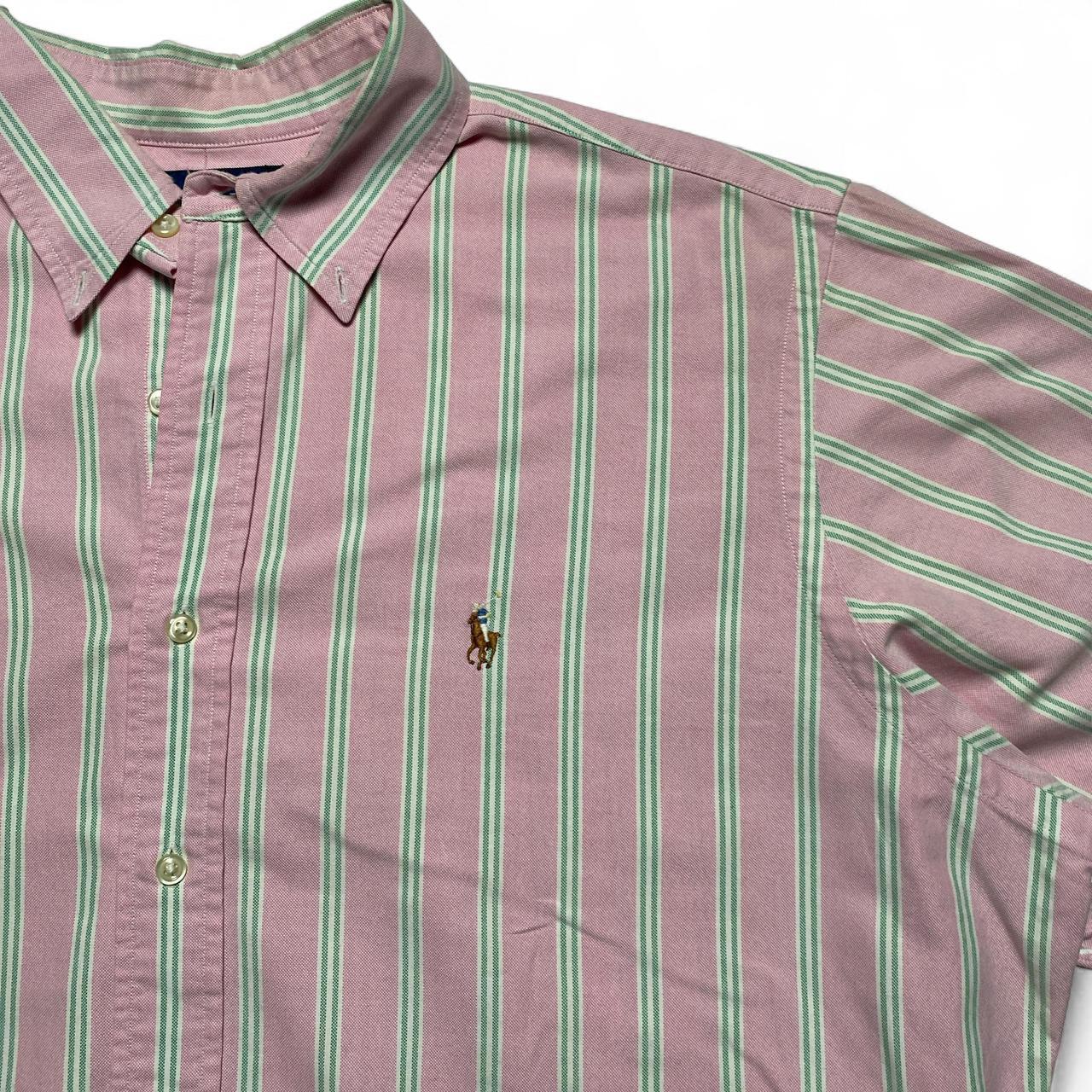Polo Ralph Lauren Pink Green and White Pin Stripe Long Sleeve Shirt