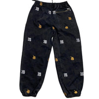 Yardsale Skateboards Black White and Gold Middle Fingers Denim Joggers (M)